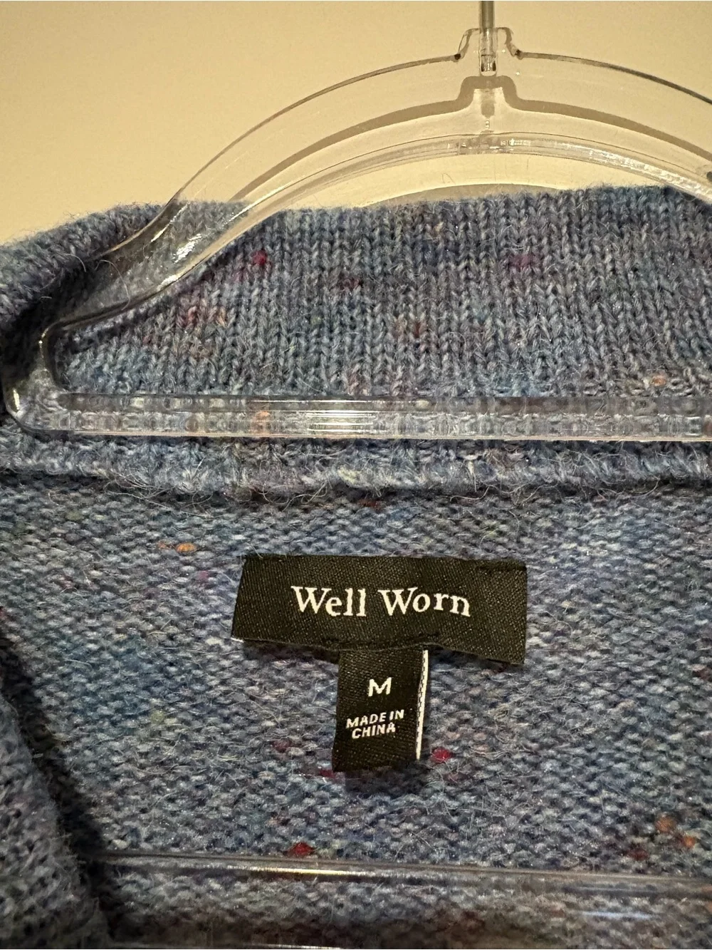 Well Worn wool blend Mock Neck Hi-Low Nep Yarn Sweater blue size medium‎